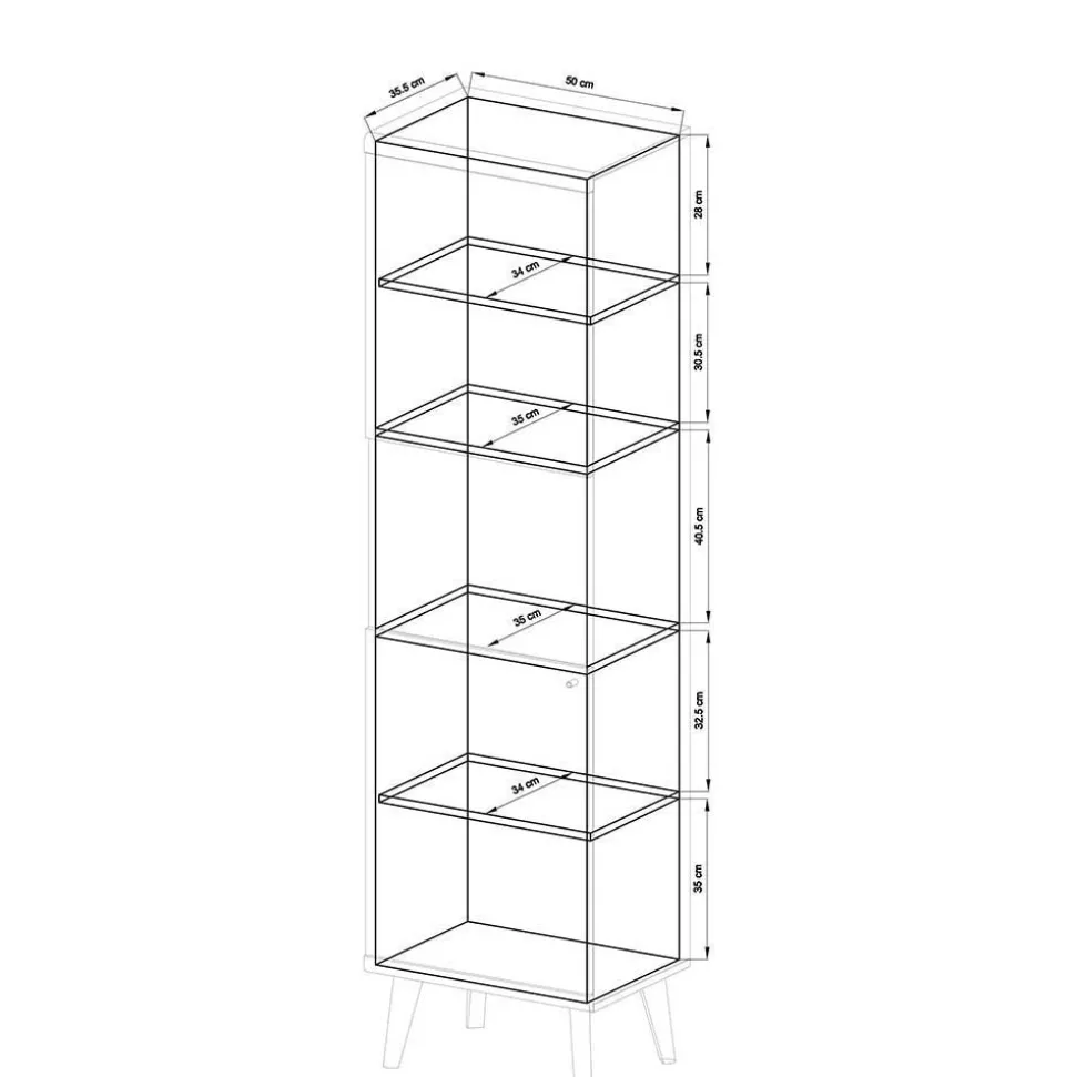 Möbel Wohnwand Kombi im Skandi Design - Cablos (vierteilig)