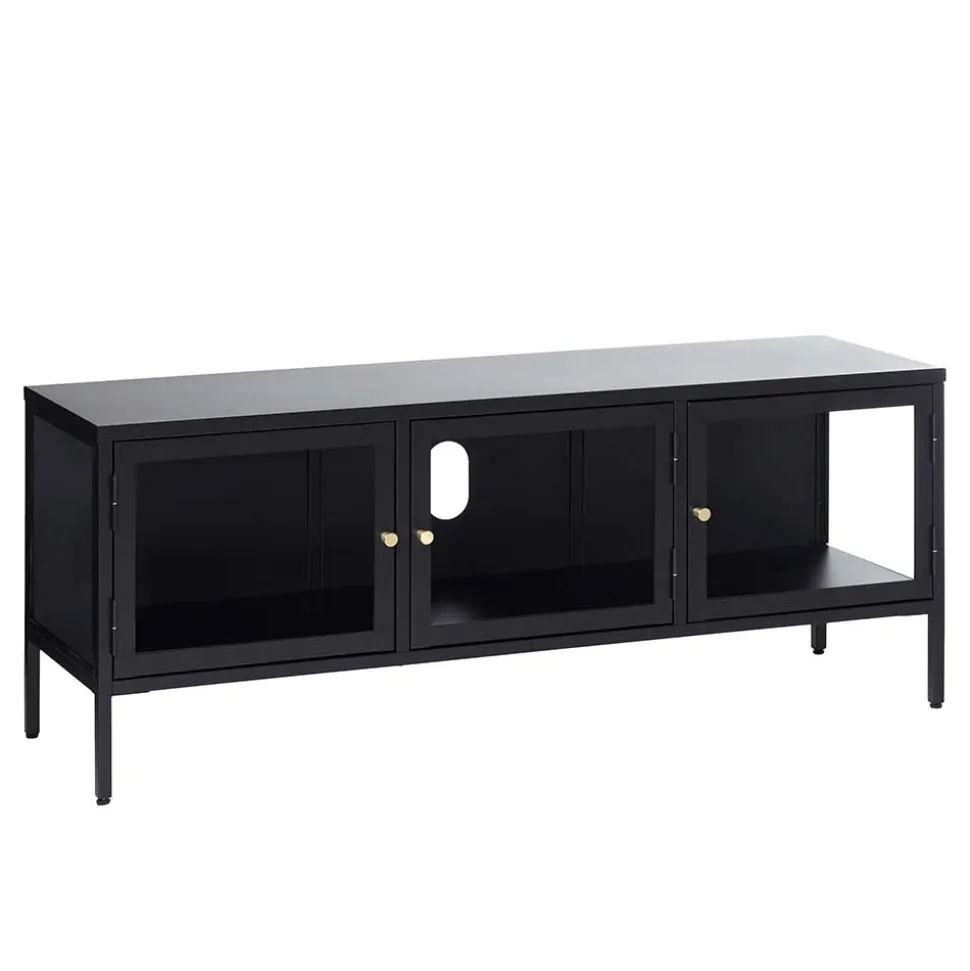 Metall Lowboard Vitrine in Schwarz - Feliz