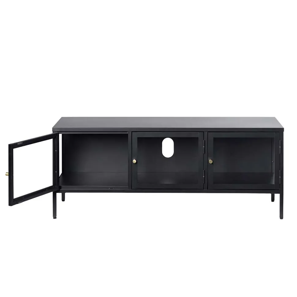 Metall Lowboard Vitrine in Schwarz - Feliz