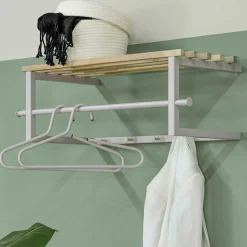 Metallgarderobe in Taupe mit Hutablage - Yames