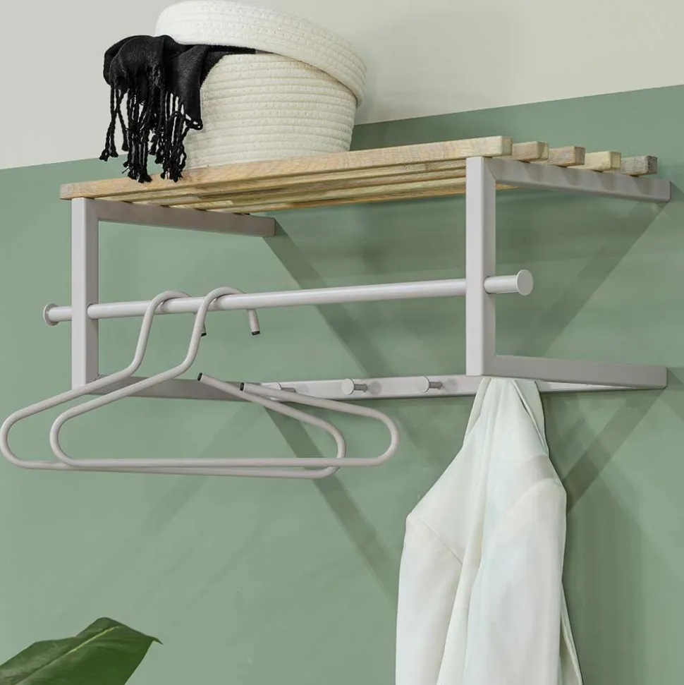 Metallgarderobe in Taupe mit Hutablage - Yames