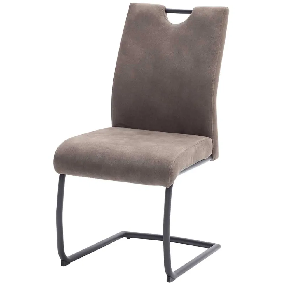 Microfaser Freischwinger in Beige - Unicat (2er Set)
