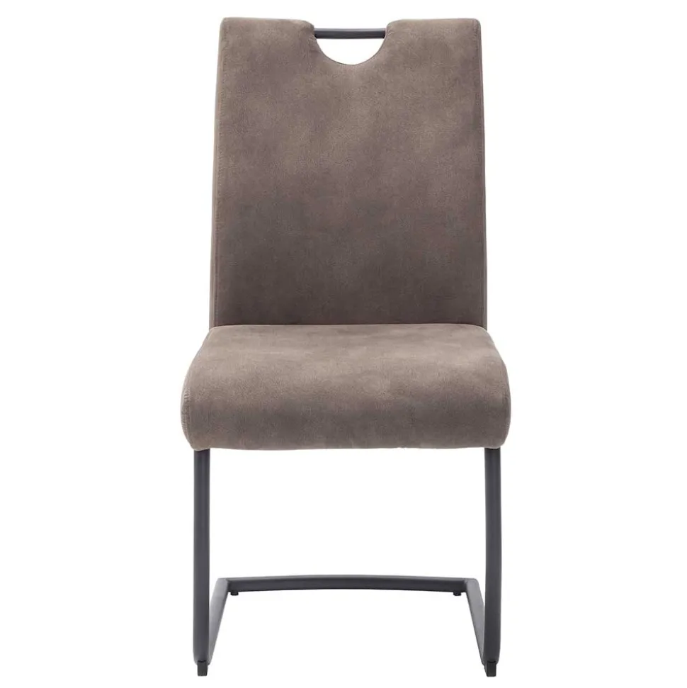 Microfaser Freischwinger in Beige - Unicat (2er Set)