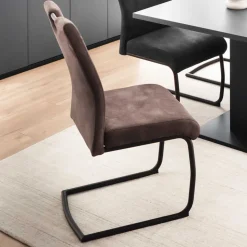 Microfaser Freischwinger in Beige - Unicat (2er Set)