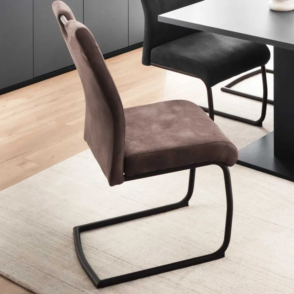 Microfaser Freischwinger in Beige - Unicat (2er Set)