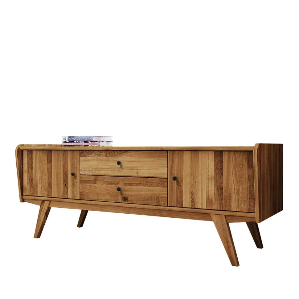Mid Century Lowboard aus Wildeiche Massivholz - Hardus