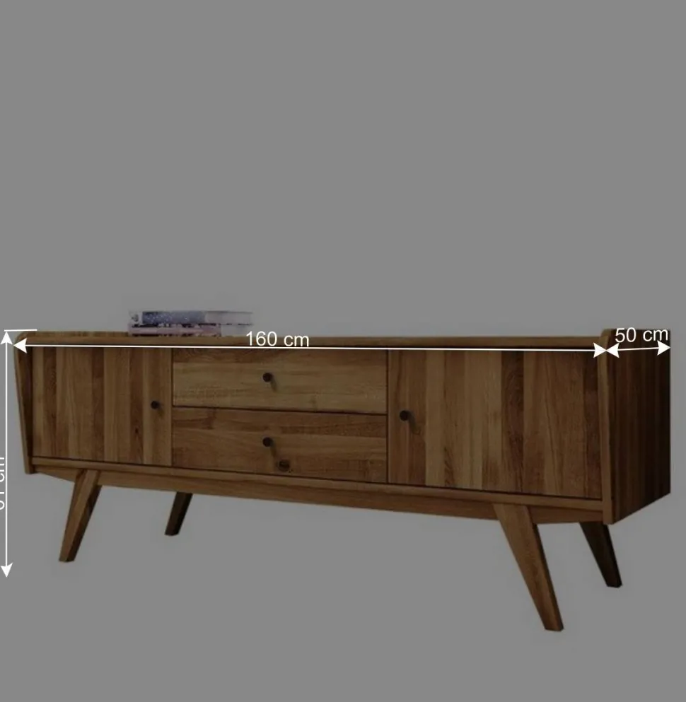 Mid Century Lowboard aus Wildeiche Massivholz - Hardus