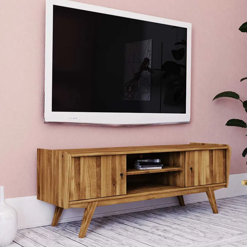 Mid Century TV Lowboard aus Wildeiche massiv - Hardus