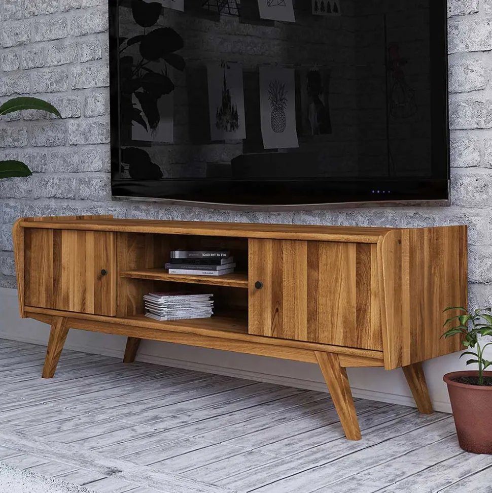 Mid Century TV Lowboard aus Wildeiche massiv - Hardus