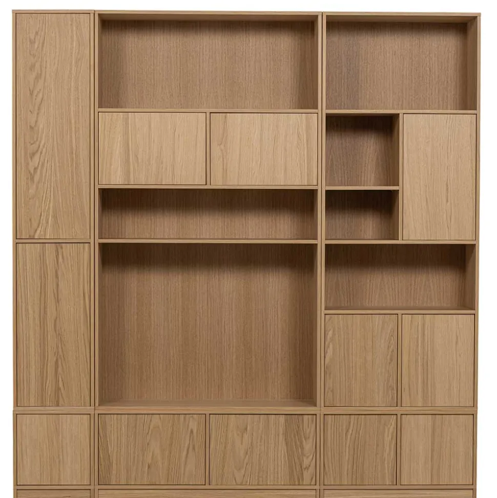 Minimalistische Wohnwand in Eiche - Ewana (sechsteilig)