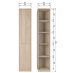 Minimalistische Wohnwand in Eiche - Ewana (sechsteilig)
