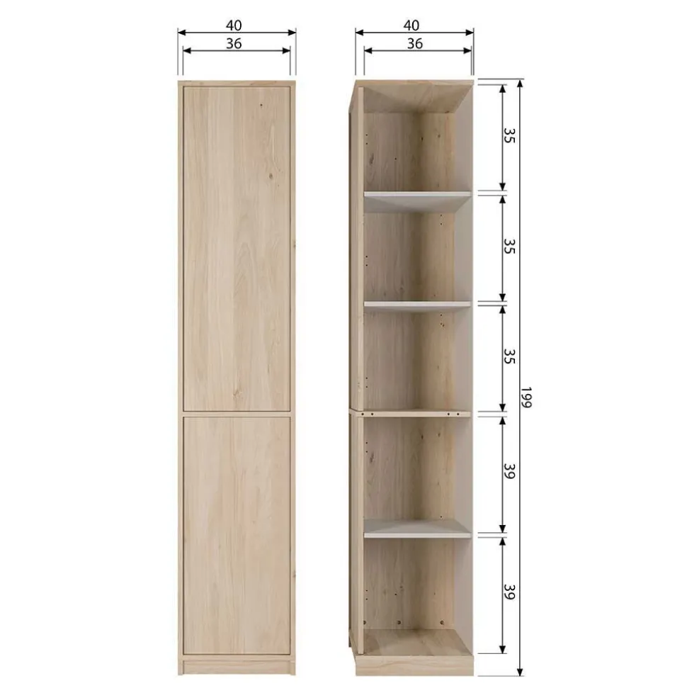 Minimalistische Wohnwand in Eiche - Ewana (sechsteilig)
