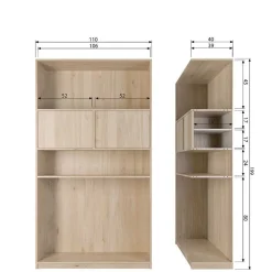 Minimalistische Wohnwand in Eiche - Ewana (sechsteilig)