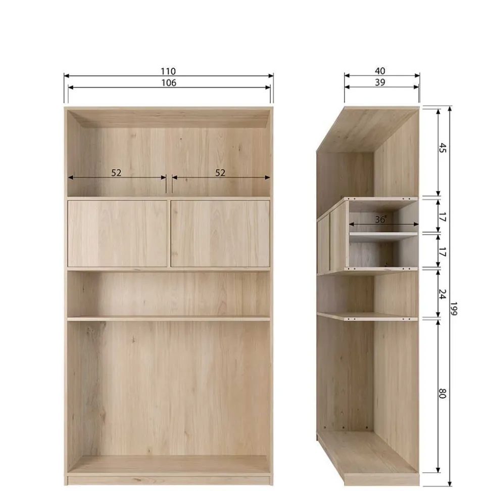 Minimalistische Wohnwand in Eiche - Ewana (sechsteilig)
