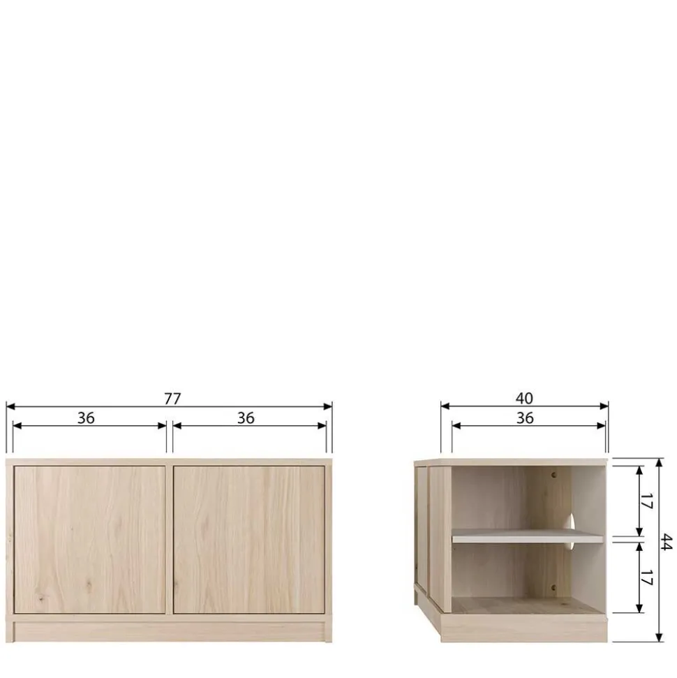 Minimalistische Wohnwand in Eiche - Ewana (sechsteilig)