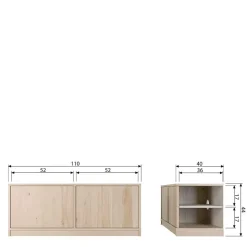 Minimalistische Wohnwand in Eiche - Ewana (sechsteilig)