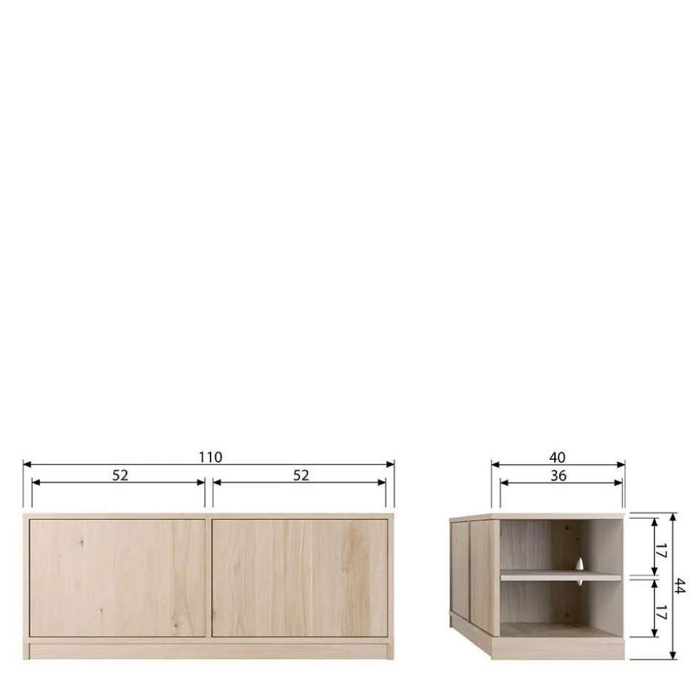 Minimalistische Wohnwand in Eiche - Ewana (sechsteilig)