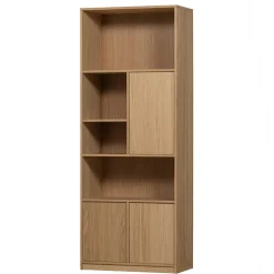 Minimalistische Wohnwand in Eiche - Ewana (sechsteilig)