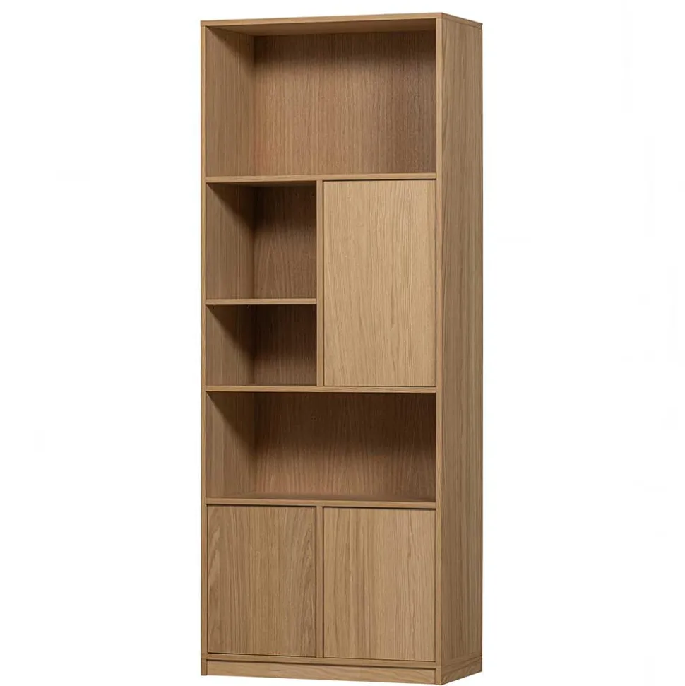 Minimalistische Wohnwand in Eiche - Ewana (sechsteilig)