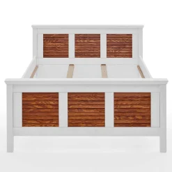 Modern Country Bett in Weiß mit Bernstein - Chako