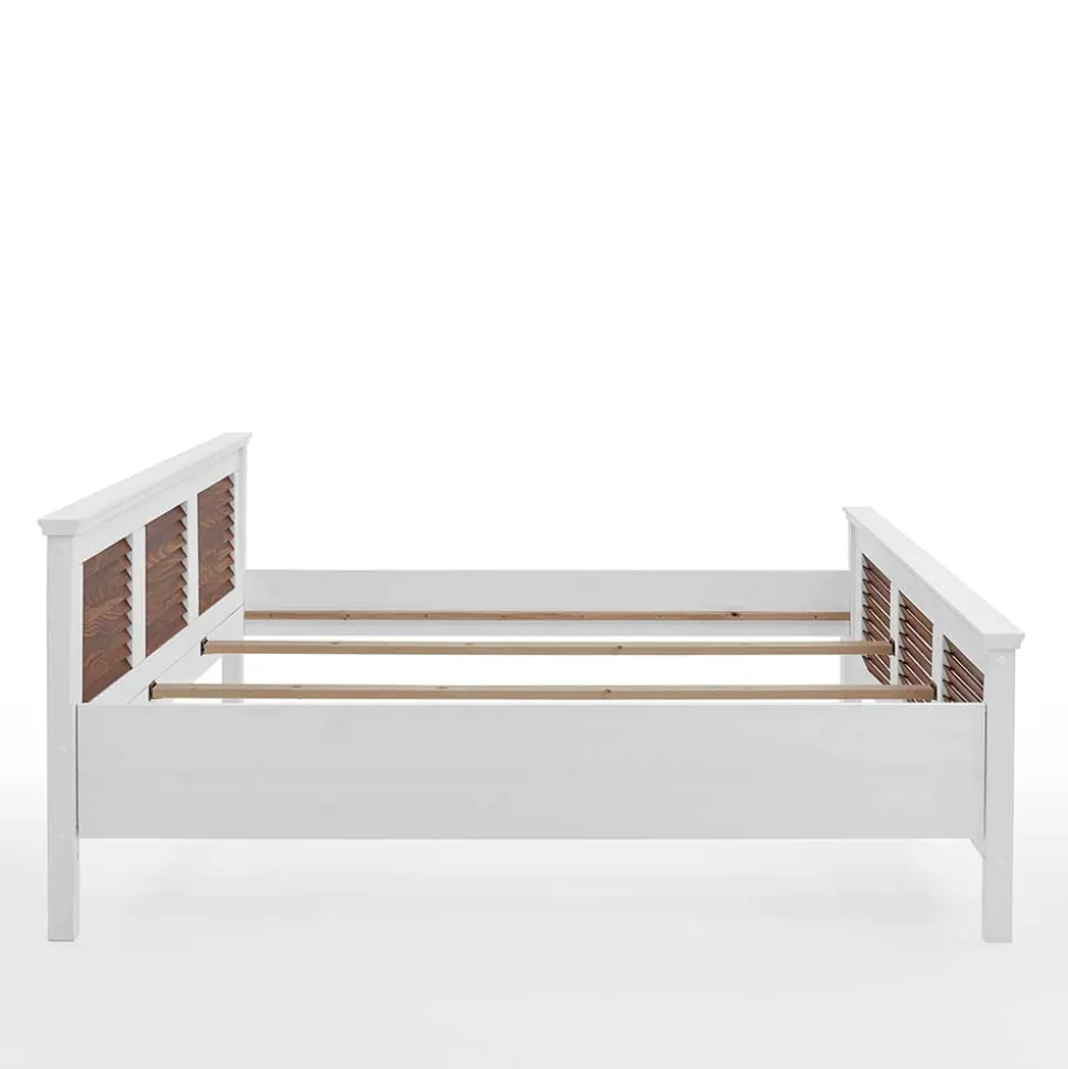 Modern Country Bett in Weiß mit Bernstein - Chako