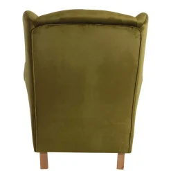 Modern Country Sessel in Oliv Grün Samtvelours - Davork