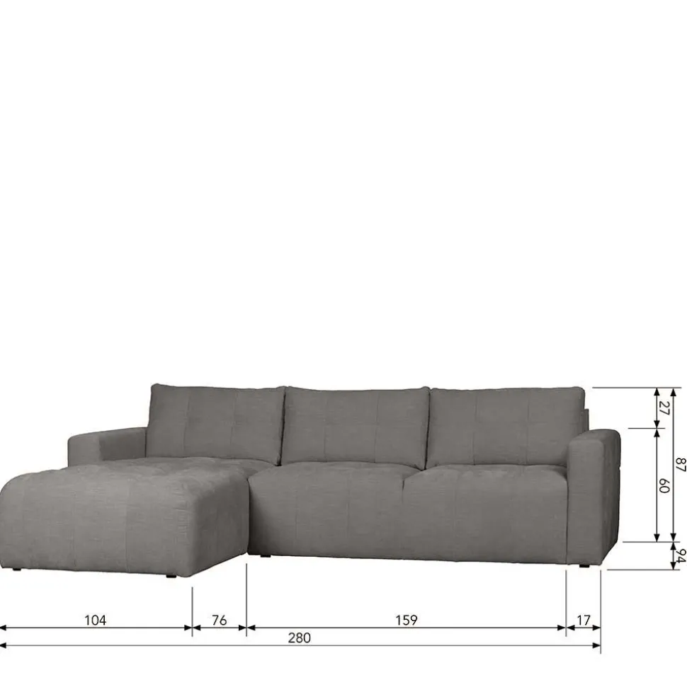 Moderne Couchecke in Grau Stoffbezug - Janilea