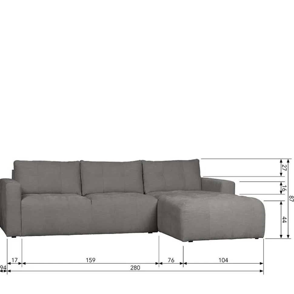 Moderne Couchecke in Grau Stoffbezug - Janilea