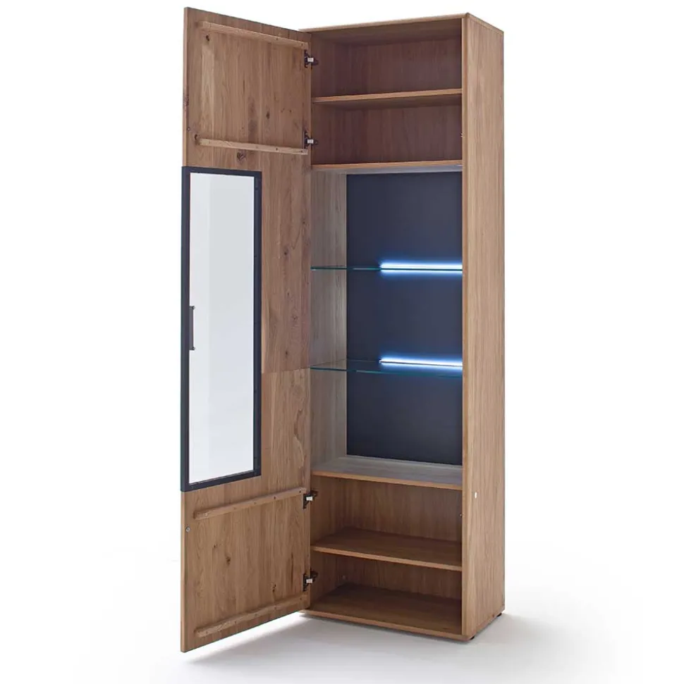 Moderne Echtholz Vitrine aus Eiche Massivholz - Assela