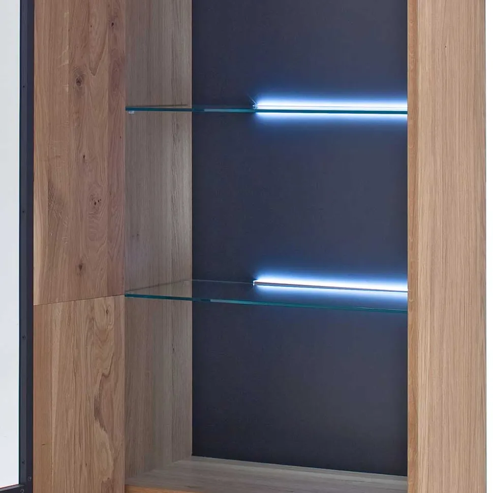 Moderne Echtholz Vitrine aus Eiche Massivholz - Assela