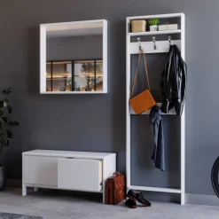 Moderne Garderobenmöbel aus Holz in Weiß - Oranias (dreiteilig)