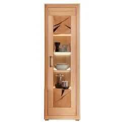 Moderne 1-türige Vitrine aus Kernbuche geölt - Sarosca