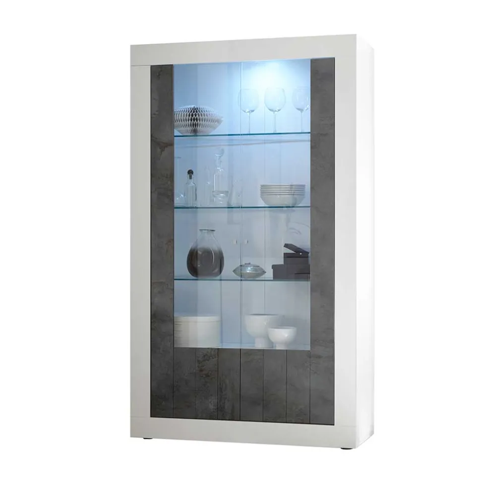 Moderne Vitrine in Weiß Hochglanz - Voskala