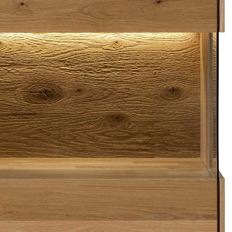 Moderne Wohnzimmervitrine aus Wildeiche Massivholz - Millena