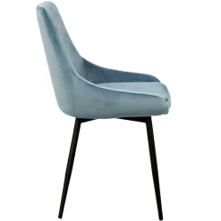 Moderner Esstischstuhl in Blau Samt - Elisa (2er Set)
