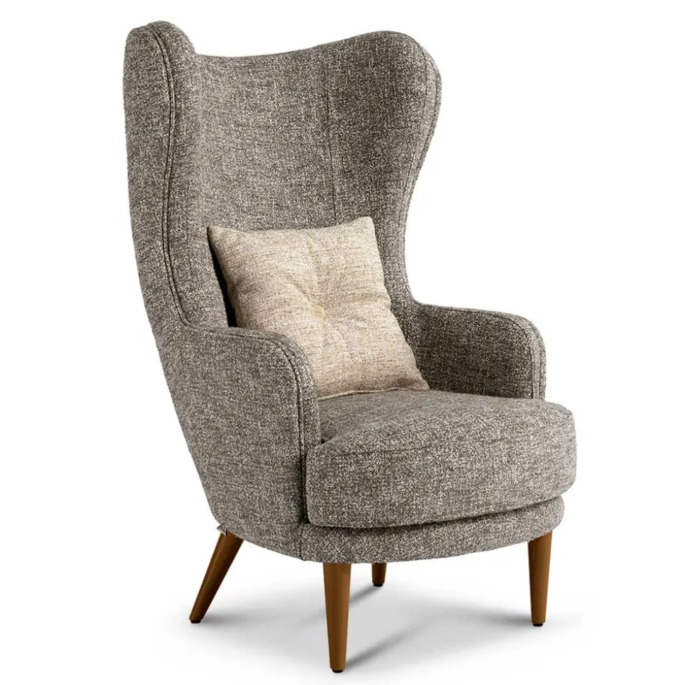Moderner Ohrensessel in Beigegrau Boucle - Curemo
