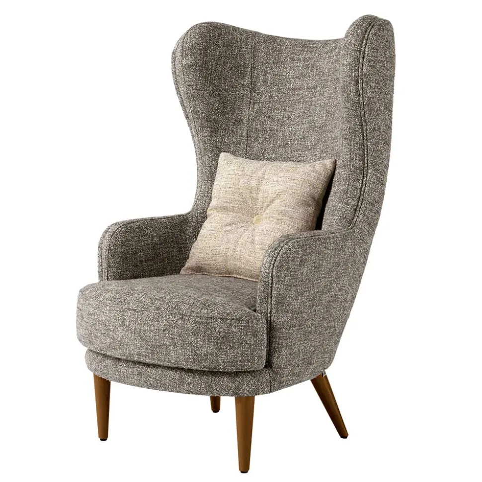 Moderner Ohrensessel in Beigegrau Boucle - Curemo