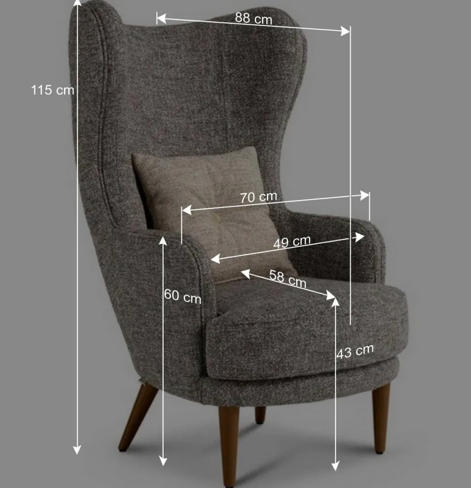 Moderner Ohrensessel in Beigegrau Boucle - Curemo