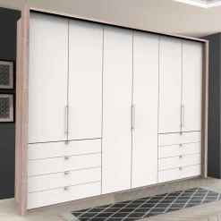 Moderner Schlafzimmerschrank in Weiß & Eiche sägerau - Vaclyn