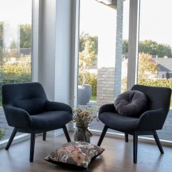 Moderner Sessel mit Strukturstoff in Grau - Mialano