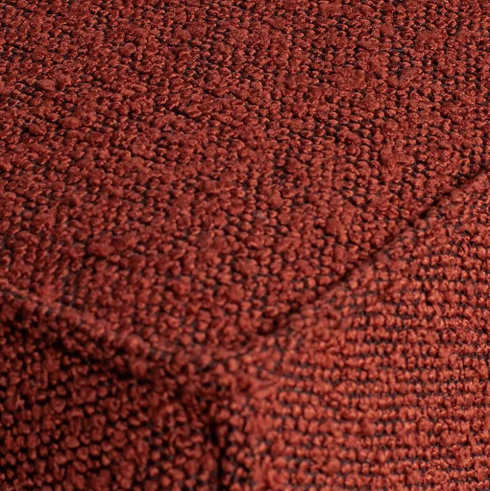 Moderner Stoffhocker Boucle in Rotbraun - Anizia