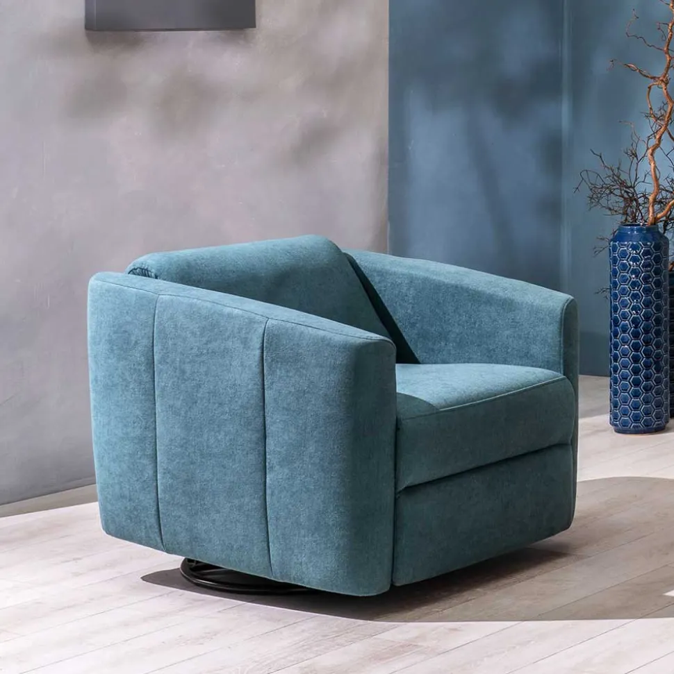 Moderner TV Sessel in Petrol Blau - Edoro