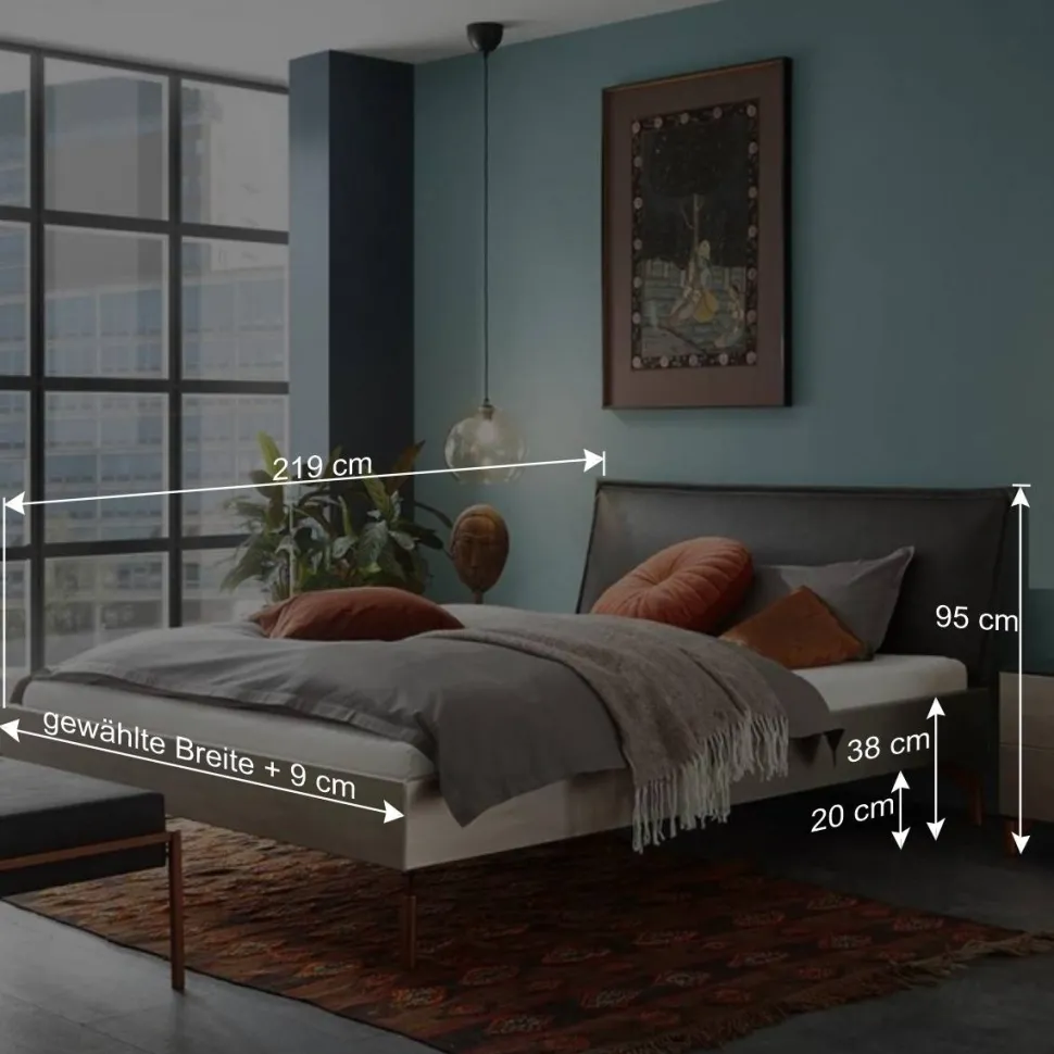 Modernes Bett mit Kunstlederkopfteil - Optica
