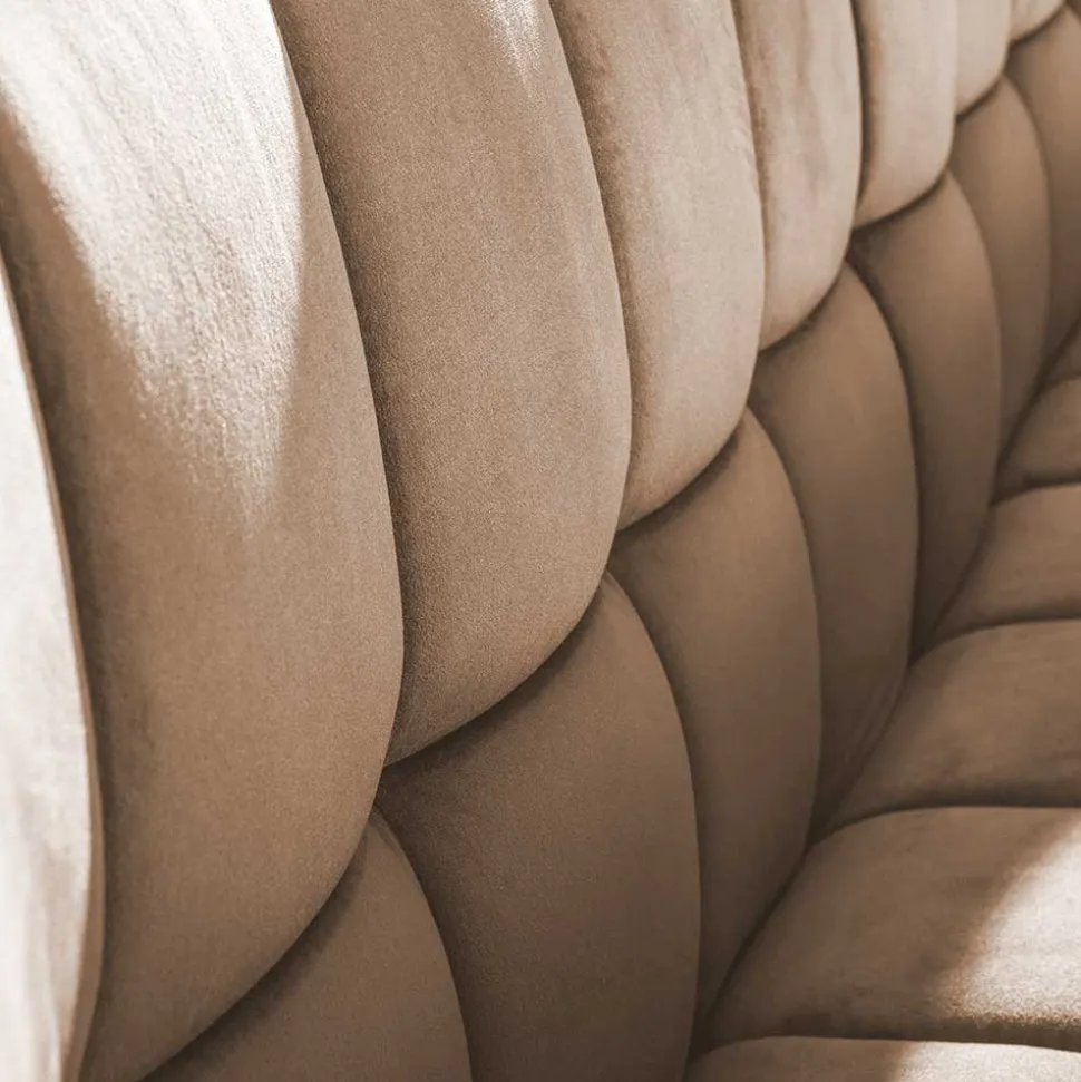 Modernes Esstisch Sofa in Beige Samt - Foxxy