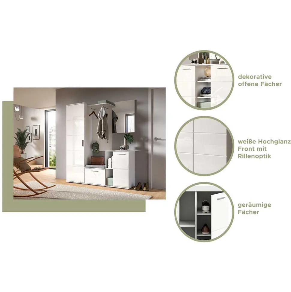 Modernes Garderobenset in Weiß - Rugova I