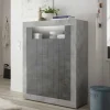 Modernes Highboard in Hellgrau & Dunkelgrau - Crespian