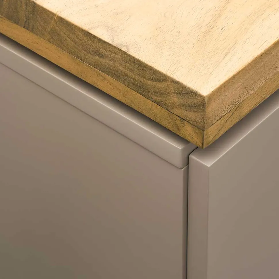 Modernes Highboard in Taupe & Akazie - Anja