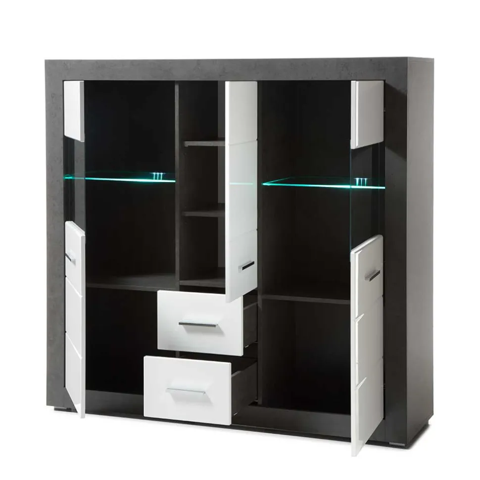 Modernes Hochglanz Highboard in Weiß - Istensa