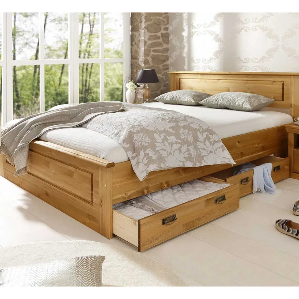 Modernes Landhausbett aus Kiefer - Inhusa