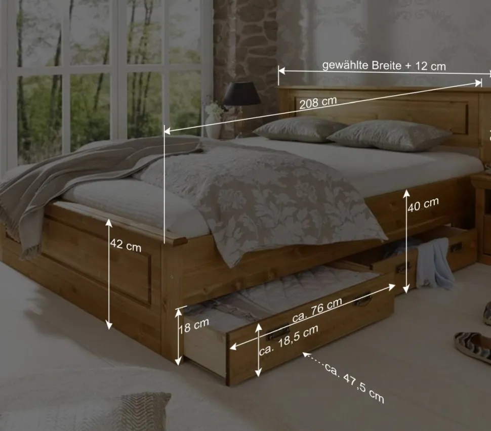 Modernes Landhausbett aus Kiefer - Inhusa